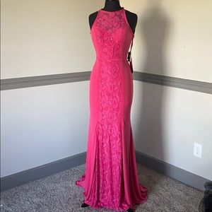 Fuschia Jersey/lace Prom dress